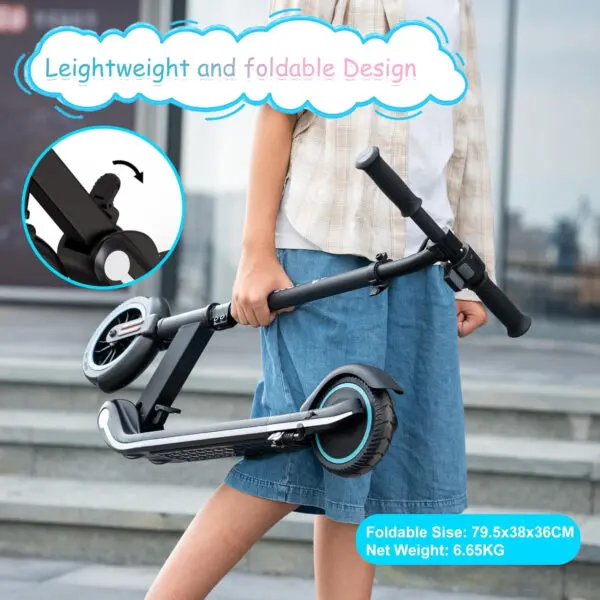 RCB Electric Scooter for Kids, 150W Motor - Max 9.3mph - Bluetooth Speaker - Colorful LED Lights - Foldable - LED Display - Image 5