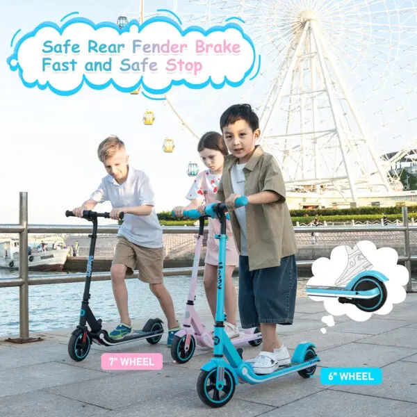 RCB Electric Scooter for Kids, 150W Motor - Max 9.3mph - Bluetooth Speaker - Colorful LED Lights - Foldable - LED Display - Image 6