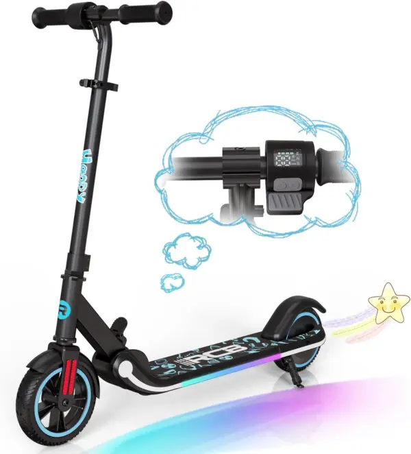 RCB Electric Scooter for Kids, 150W Motor - Max 9.3mph - Bluetooth Speaker - Colorful LED Lights - Foldable - LED Display - Image 8