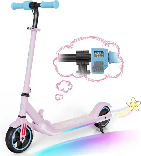 RCB Electric Scooter for Kids, 150W Motor - Max 9.3mph - Bluetooth Speaker - Colorful LED Lights - Foldable - LED Display - Image 9