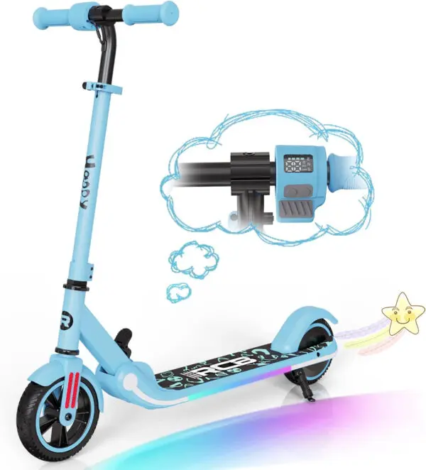 RCB Electric Scooter for Kids, 150W Motor - Max 9.3mph - Bluetooth Speaker - Colorful LED Lights - Foldable - LED Display - Image 10