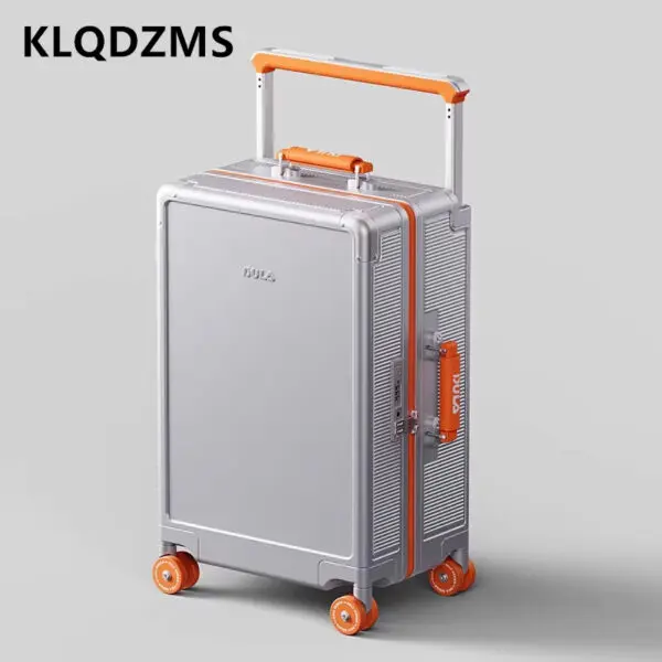 KLQDZMS 24"26Inch Women's Luggage 20" PC Boarding Box USB Charging Multi-function Cart Case Cart Type Travel Bag Men's Suitcase