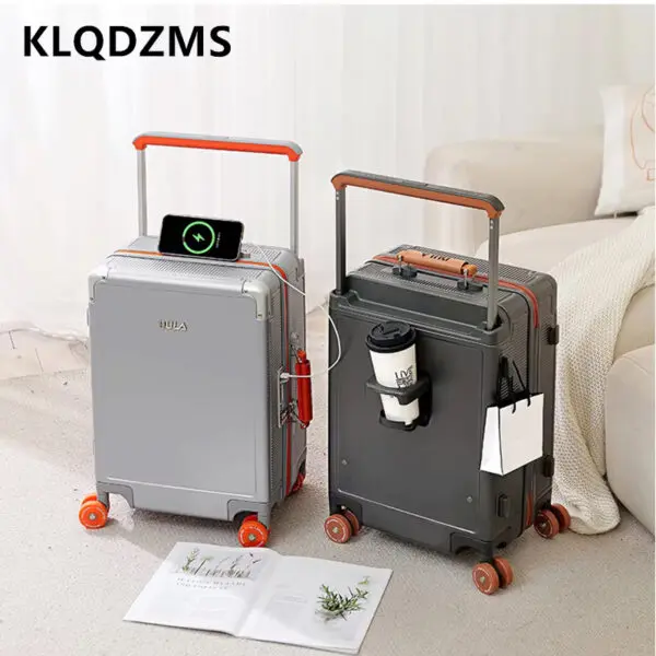 KLQDZMS 24"26Inch Women's Luggage 20" PC Boarding Box USB Charging Multi-function Cart Case Cart Type Travel Bag Men's Suitcase - Image 5