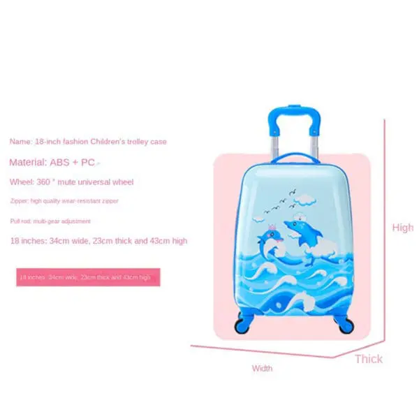 Suitcase 18" Cartoon Luggage Zipper Carry-on Wheel Boarding Box Suitcase for Children Boys and Girls Trolley Case Travel Bags - Image 6