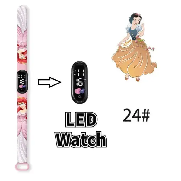 Disney Princess Kids Digital Watch Cartoon Action Figure Snow White LED Touch Waterproof Electronic Watch Toys for Children - Image 16