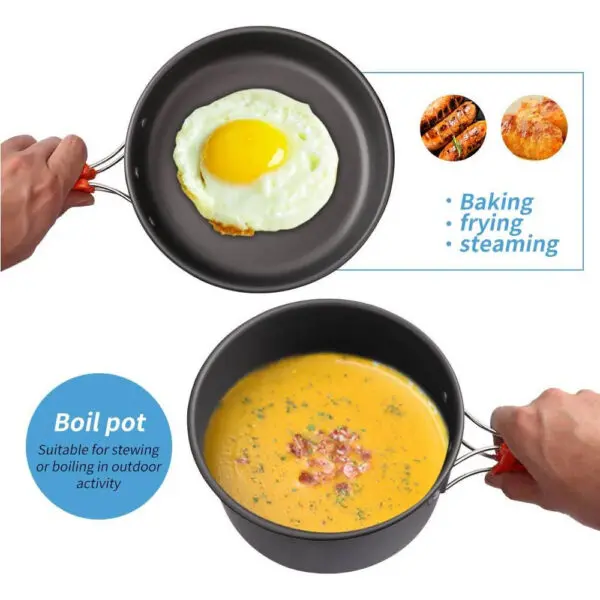 Camping Cooking set Camping Cookware Travel Tableware Outdoor Picnic Set Teapot For 2-3 Peaple Non-stick pots assorted sets - Image 4