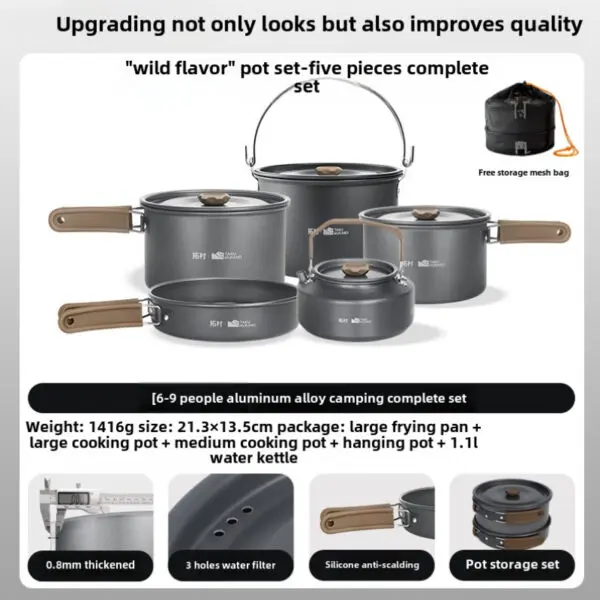 Portable foldable camping cookware set, lightweight and compact outdoor home cooking set, suitable for hiking, picnic, travel - Image 3