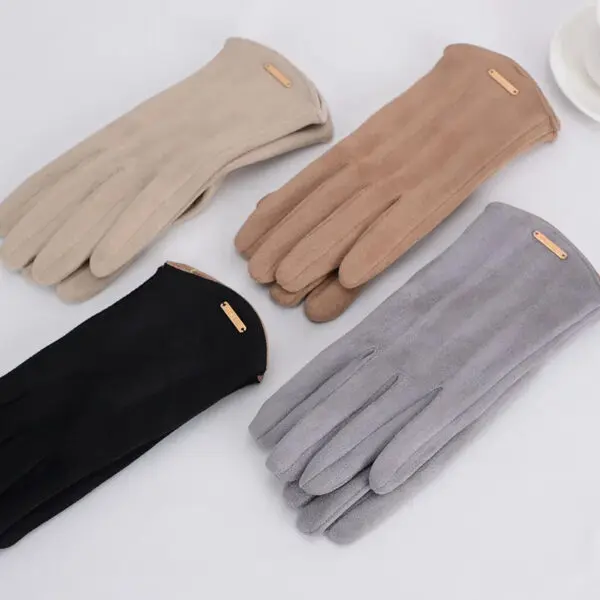 Women Touch Screen Gloves Fashion Mittens Autumn Winter Warm Thin Cashmere Solid Cycling Drive Suede Fabric Elegant Windproof - Image 6
