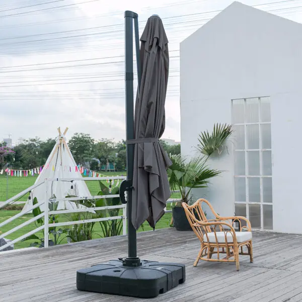 Breeins3M Large Garden Roma Tilting Aluminium Cantilever Parasol With Cross Base, Dark Grey