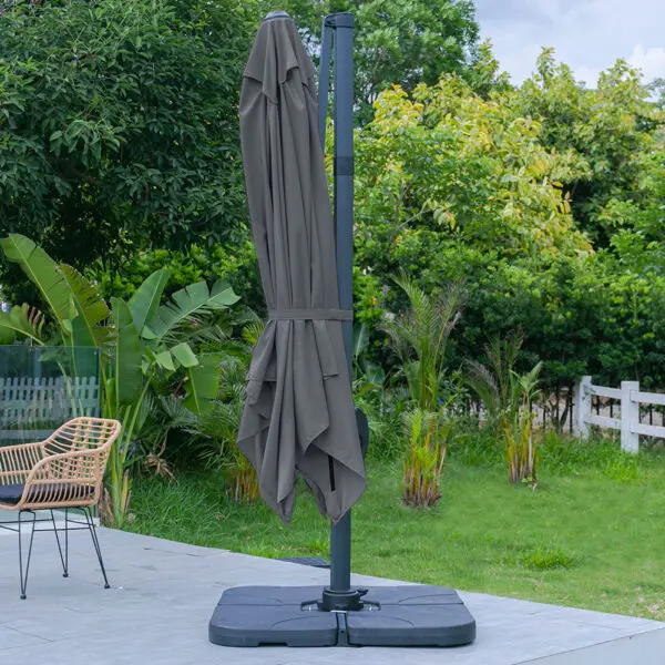 Breeins3M Large Garden Roma Tilting Aluminium Cantilever Parasol With Cross Base, Dark Grey - Image 6
