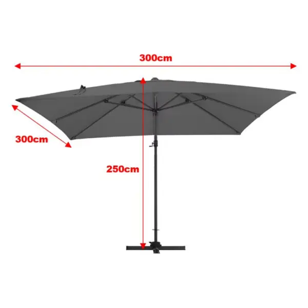 Breeins3M Large Garden Roma Tilting Aluminium Cantilever Parasol With Cross Base, Dark Grey - Image 7