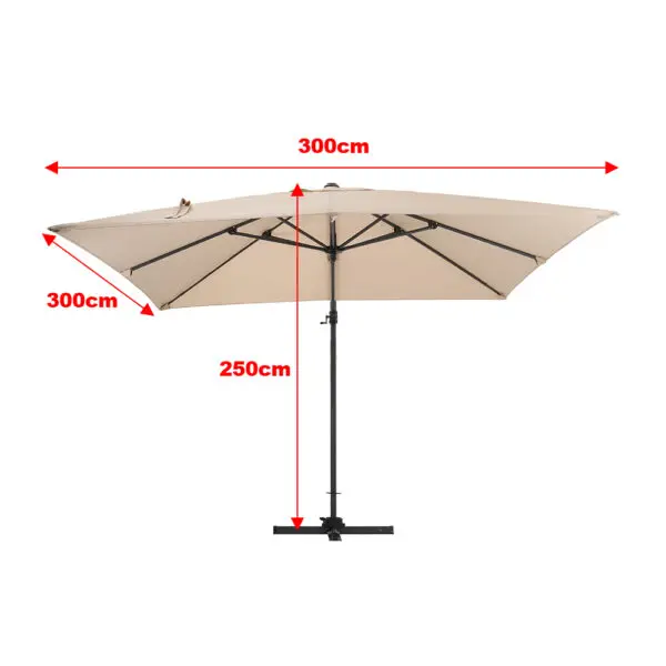 Breeins3M Large Garden Roma Tilting Aluminium Cantilever Parasol With Cross Base, Dark Grey - Image 8