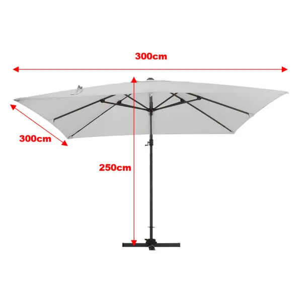 Breeins3M Large Garden Roma Tilting Aluminium Cantilever Parasol With Cross Base, Dark Grey - Image 9