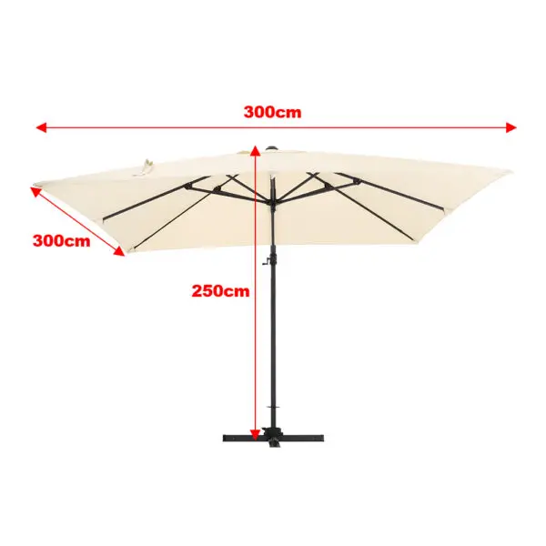 Breeins3M Large Garden Roma Tilting Aluminium Cantilever Parasol With Cross Base, Dark Grey - Image 10