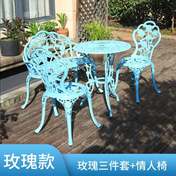 Outdoor Cast Aluminum Tables and Chairs European Garden Tables and Chairs Set Leisure Courtyard Waterproof Tables and Chairs AA - Image 9