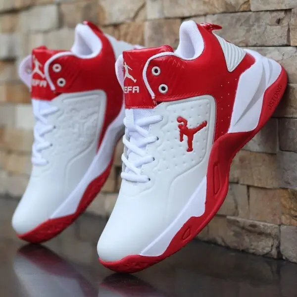 Professional Men's White Red Basketball Shoes Waterproof Basketball Sneakers Anti-skid High-top Couple Man Basketball Boots - Image 7