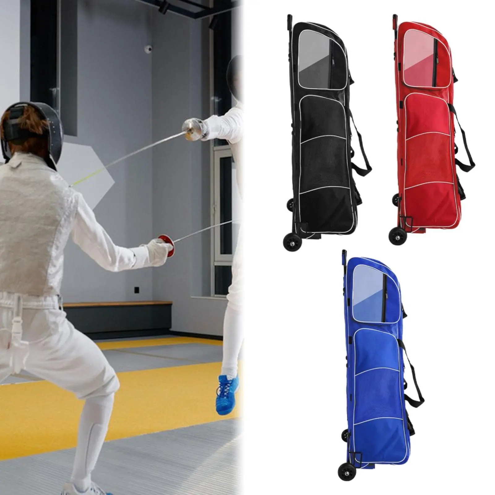 Fencing Bag Roller Travel Bag with Retractable Handle Equipment Holder Trolley
