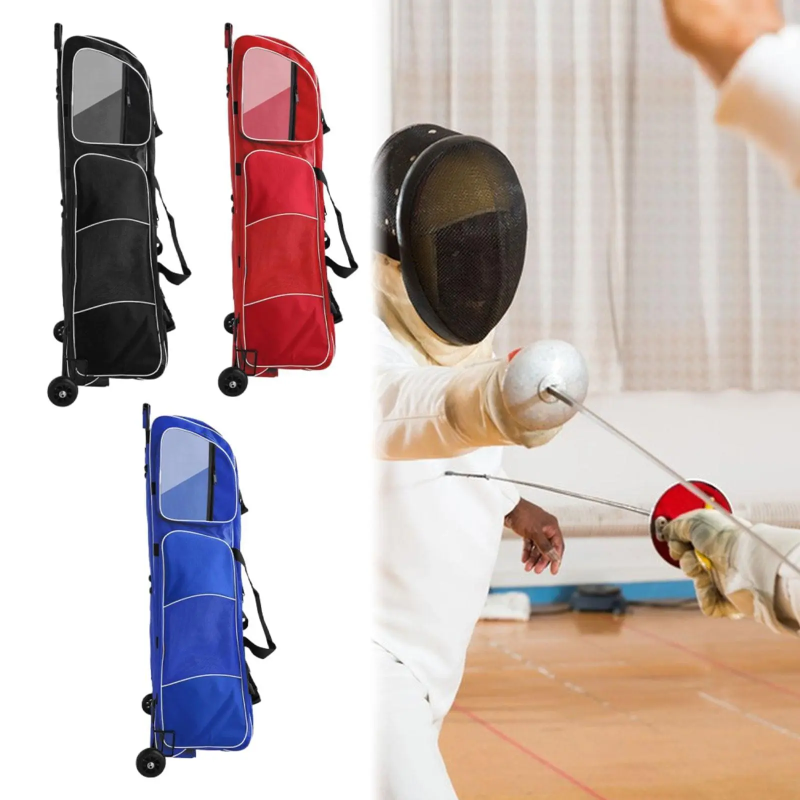 Fencing Bag Roller Travel Bag with Retractable Handle Equipment Holder Trolley