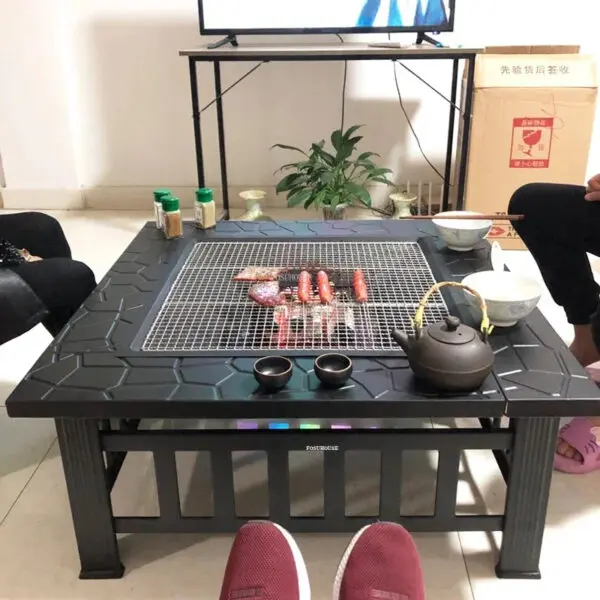 Outdoor Courtyard Square Fire Pits Grill Stand Camping Stove Charcoal Heating Bonfire Brazier Table Home Charcoal Grill BrazierN - Image 4