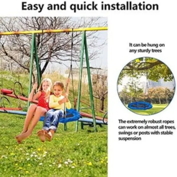 Childrens Swing Tree Swing Seat Square Swing for Outdoor Backyard Garden, Oxford, Multicolor, 100cm, 150 kg Capacity(Blue) - Image 2