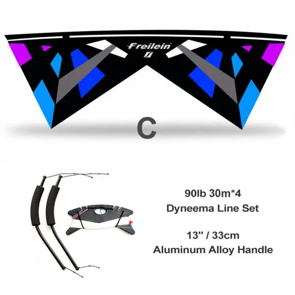 Freilein 2.38m Quad Line Stunt Kite Large Professional Acrobatic Kite PC31 Handle + 4x30mx90lb Dyneema Lines + Bag Kit Available - Image 7