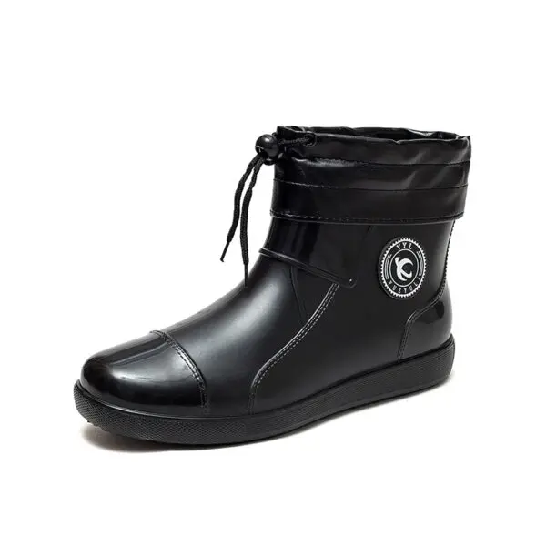 Rain boots mens non-slip rain boots large size velvet warm rubber shoes short outdoor fishing waterproof shoes for men and women - Image 6