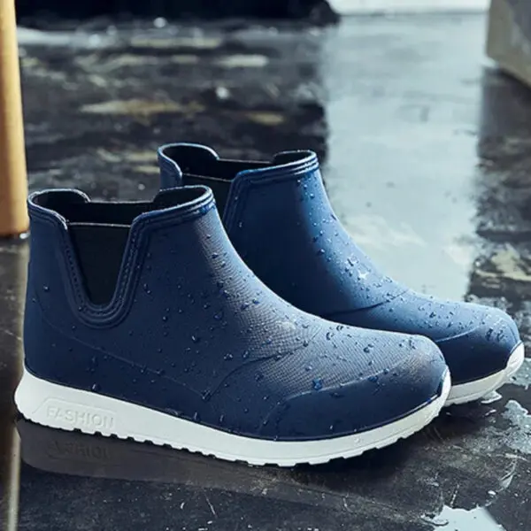 New Fashion Men's Rain Boots Rubber Boots Platform Ankle Boots 2025 Summer Slip on Couples Booties Men Work Shoes Botines Mujer - Image 2
