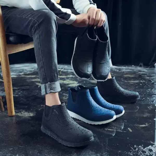 New Fashion Men's Rain Boots Rubber Boots Platform Ankle Boots 2025 Summer Slip on Couples Booties Men Work Shoes Botines Mujer - Image 4