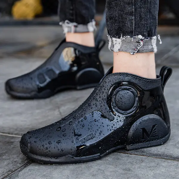 Men's Short Boots Rain Shoes Outdoor Rubber Waterproof Work Shoes Men Slip on Booties Car Wash Rubber Ankle Boots for Men 2024 - Image 8