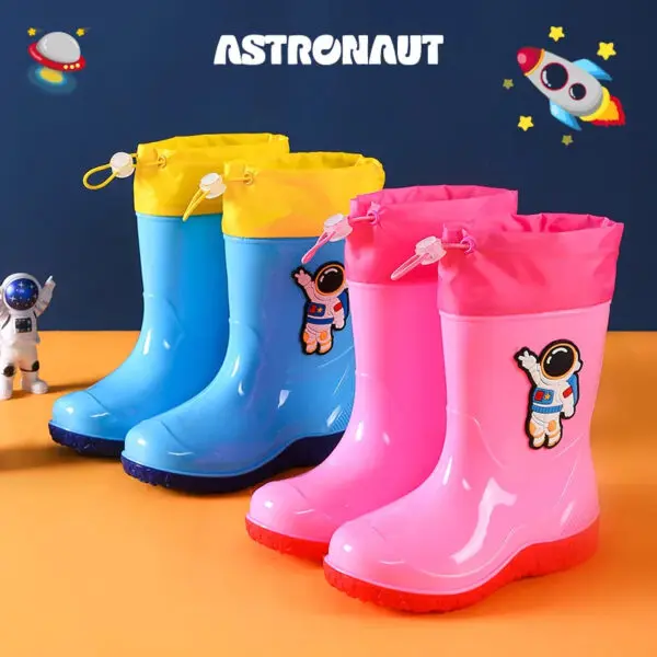 Astronaut Children's Rain Shoes Extra Large Long Tube Water Boots Boys Girls Warm Lined Thickened Rubber Shoes New Model - Image 2