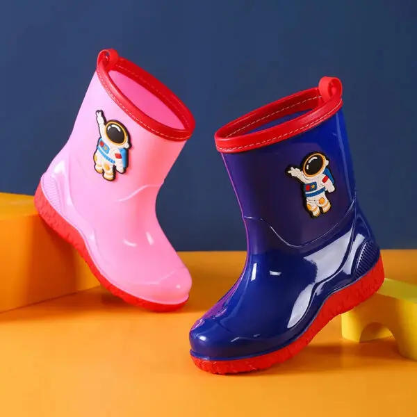 Astronaut Children's Rain Shoes Extra Large Long Tube Water Boots Boys Girls Warm Lined Thickened Rubber Shoes New Model - Image 4