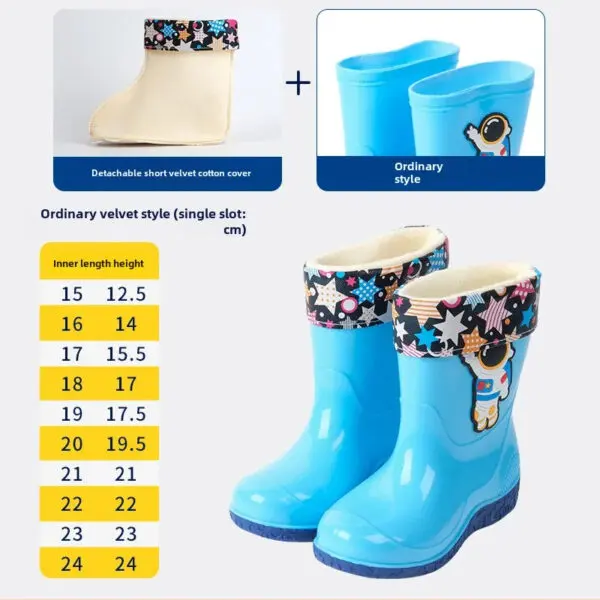 Astronaut Children's Rain Shoes Extra Large Long Tube Water Boots Boys Girls Warm Lined Thickened Rubber Shoes New Model - Image 7