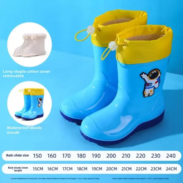 Astronaut Children's Rain Shoes Extra Large Long Tube Water Boots Boys Girls Warm Lined Thickened Rubber Shoes New Model - Image 9