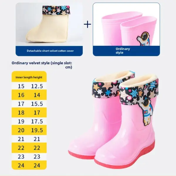 Astronaut Children's Rain Shoes Extra Large Long Tube Water Boots Boys Girls Warm Lined Thickened Rubber Shoes New Model - Image 10