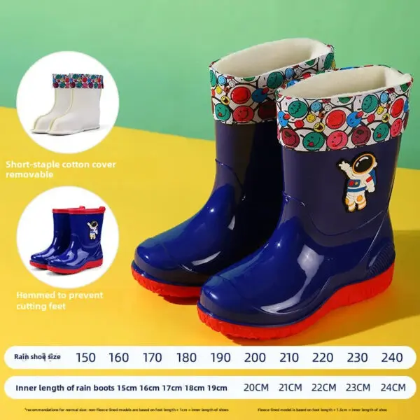Astronaut Children's Rain Shoes Extra Large Long Tube Water Boots Boys Girls Warm Lined Thickened Rubber Shoes New Model - Image 13