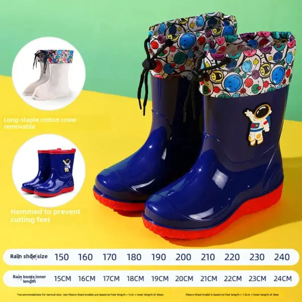 Astronaut Children's Rain Shoes Extra Large Long Tube Water Boots Boys Girls Warm Lined Thickened Rubber Shoes New Model - Image 15