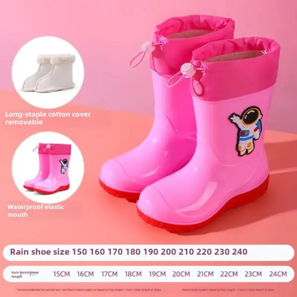 Astronaut Children's Rain Shoes Extra Large Long Tube Water Boots Boys Girls Warm Lined Thickened Rubber Shoes New Model - Image 16