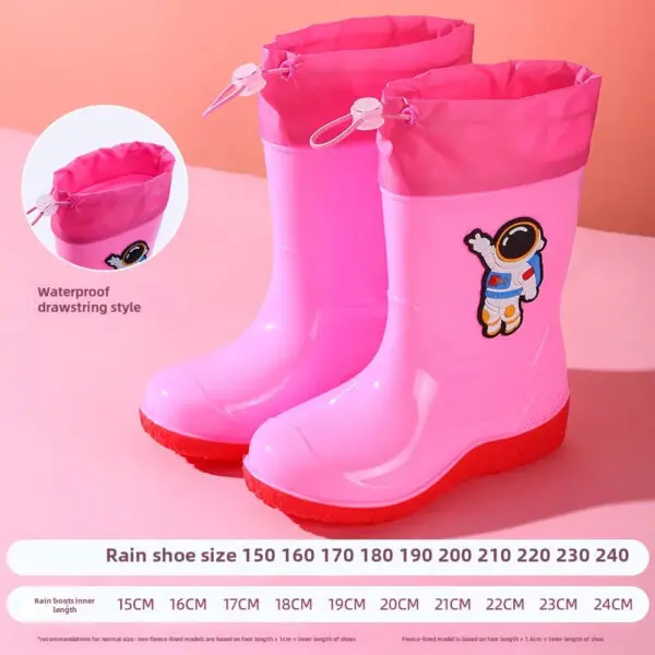Astronaut Children's Rain Shoes Extra Large Long Tube Water Boots Boys Girls Warm Lined Thickened Rubber Shoes New Model - Image 18