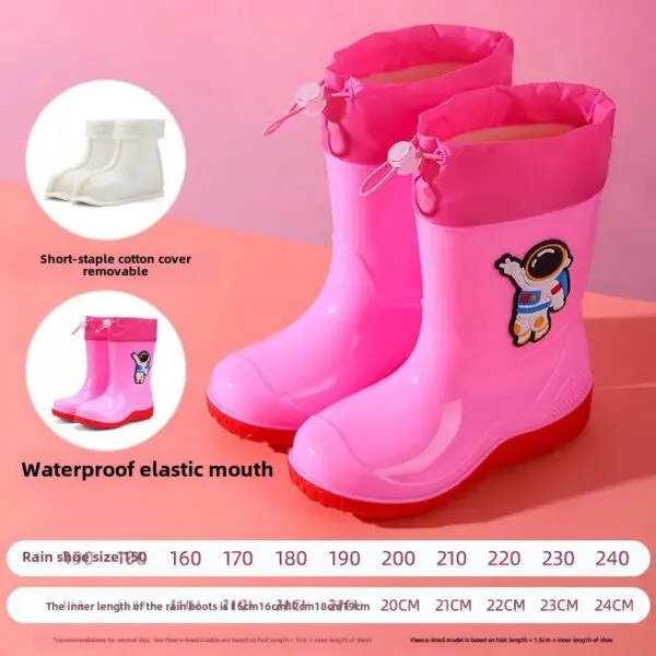 Astronaut Children's Rain Shoes Extra Large Long Tube Water Boots Boys Girls Warm Lined Thickened Rubber Shoes New Model - Image 19