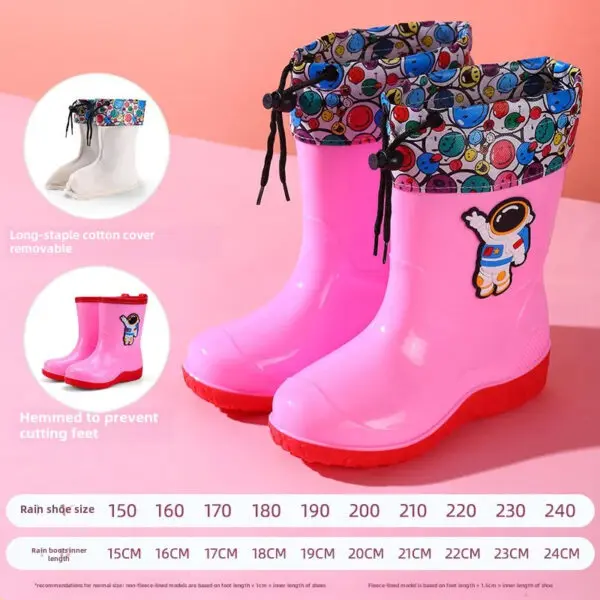 Astronaut Children's Rain Shoes Extra Large Long Tube Water Boots Boys Girls Warm Lined Thickened Rubber Shoes New Model - Image 20