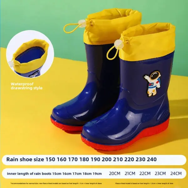 Astronaut Children's Rain Shoes Extra Large Long Tube Water Boots Boys Girls Warm Lined Thickened Rubber Shoes New Model - Image 21
