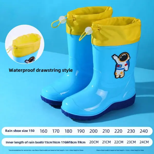 Astronaut Children's Rain Shoes Extra Large Long Tube Water Boots Boys Girls Warm Lined Thickened Rubber Shoes New Model - Image 22