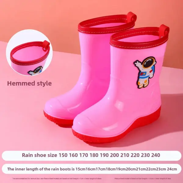 Astronaut Children's Rain Shoes Extra Large Long Tube Water Boots Boys Girls Warm Lined Thickened Rubber Shoes New Model - Image 24