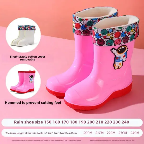Astronaut Children's Rain Shoes Extra Large Long Tube Water Boots Boys Girls Warm Lined Thickened Rubber Shoes New Model - Image 25