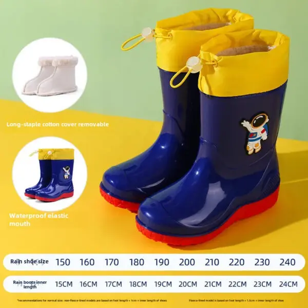 Astronaut Children's Rain Shoes Extra Large Long Tube Water Boots Boys Girls Warm Lined Thickened Rubber Shoes New Model - Image 26