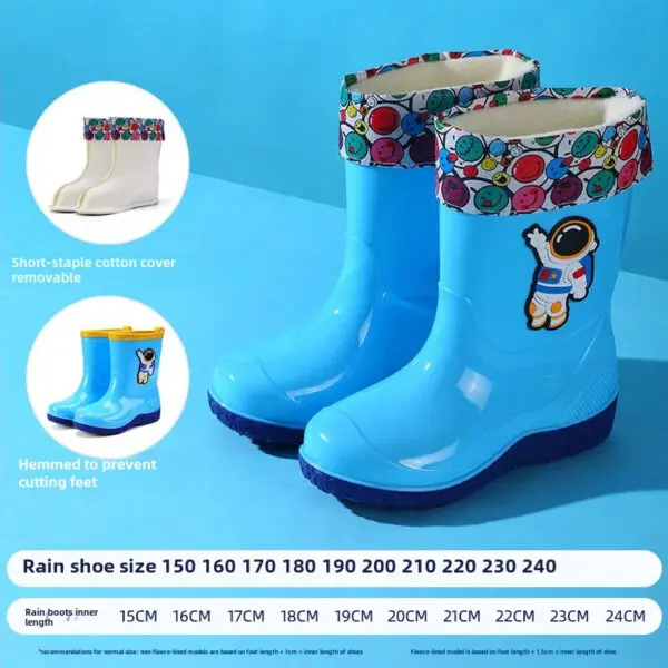 Astronaut Children's Rain Shoes Extra Large Long Tube Water Boots Boys Girls Warm Lined Thickened Rubber Shoes New Model - Image 28
