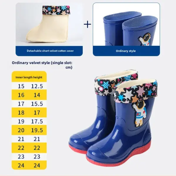 Astronaut Children's Rain Shoes Extra Large Long Tube Water Boots Boys Girls Warm Lined Thickened Rubber Shoes New Model - Image 29