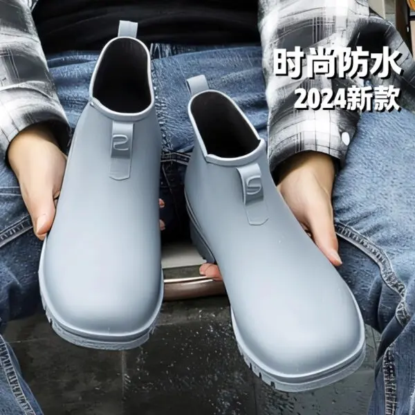 Rain Shoes Men's Non-slip Water Boots Rain Boots Construction Site Waterproof Glue Shoes Youth Fishing Short Water Shoes