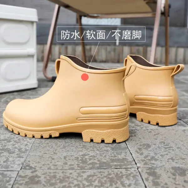 Rain Shoes Men's Non-slip Water Boots Rain Boots Construction Site Waterproof Glue Shoes Youth Fishing Short Water Shoes - Image 2