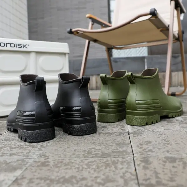 Rain Shoes Men's Non-slip Water Boots Rain Boots Construction Site Waterproof Glue Shoes Youth Fishing Short Water Shoes - Image 4